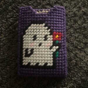 Handcrafted Crochet Ghost card holder with Flower